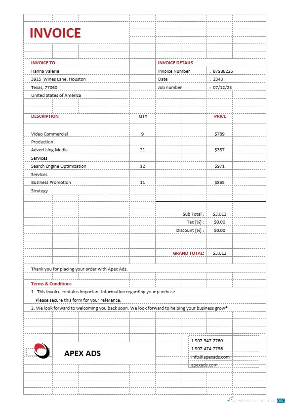 Download Advertising Consultant Invoice Template Photoshop template